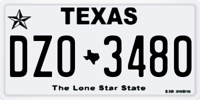 TX license plate DZO3480