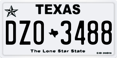 TX license plate DZO3488