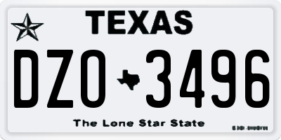 TX license plate DZO3496