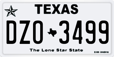 TX license plate DZO3499