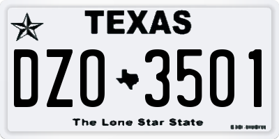 TX license plate DZO3501