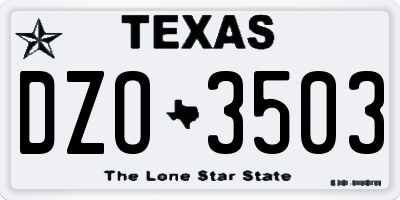TX license plate DZO3503