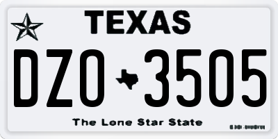 TX license plate DZO3505