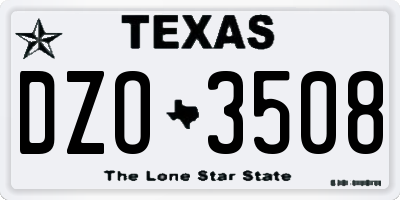 TX license plate DZO3508