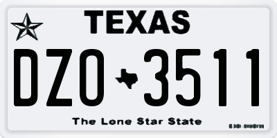 TX license plate DZO3511