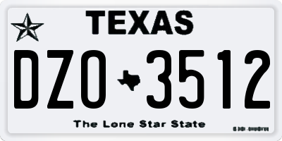 TX license plate DZO3512