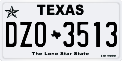 TX license plate DZO3513