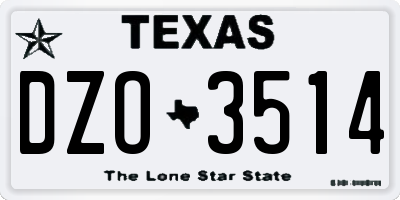 TX license plate DZO3514