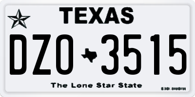 TX license plate DZO3515