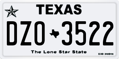 TX license plate DZO3522
