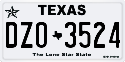 TX license plate DZO3524