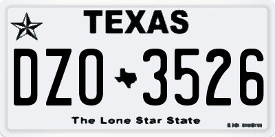 TX license plate DZO3526