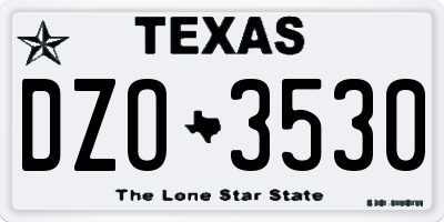 TX license plate DZO3530
