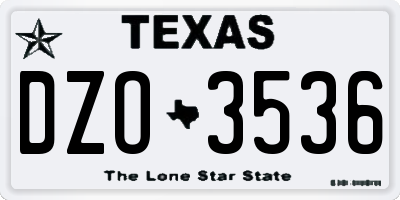 TX license plate DZO3536