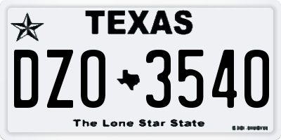 TX license plate DZO3540