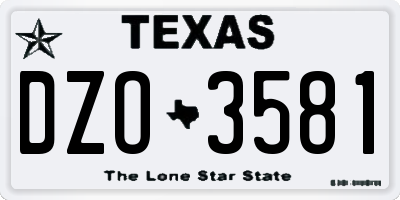 TX license plate DZO3581