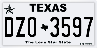 TX license plate DZO3597