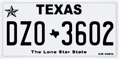 TX license plate DZO3602