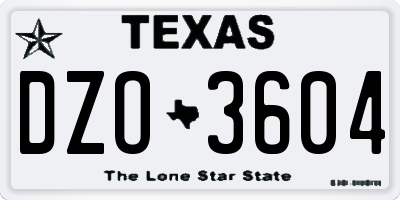 TX license plate DZO3604