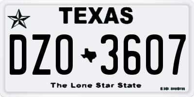 TX license plate DZO3607