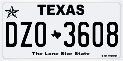 TX license plate DZO3608
