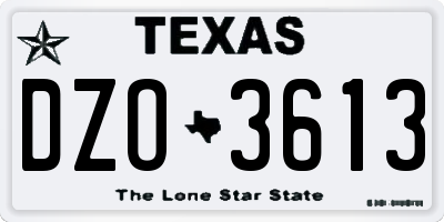 TX license plate DZO3613