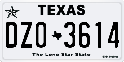 TX license plate DZO3614