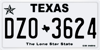 TX license plate DZO3624