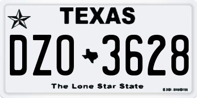 TX license plate DZO3628