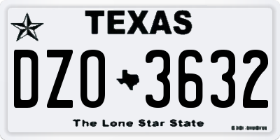 TX license plate DZO3632
