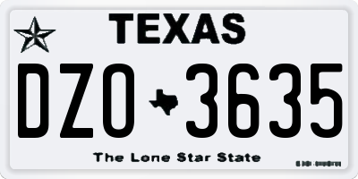 TX license plate DZO3635