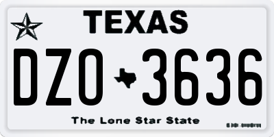 TX license plate DZO3636