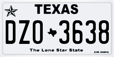TX license plate DZO3638
