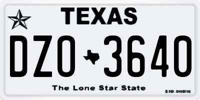 TX license plate DZO3640