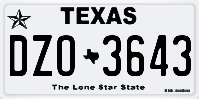 TX license plate DZO3643