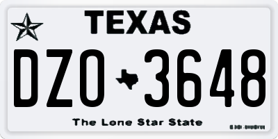 TX license plate DZO3648