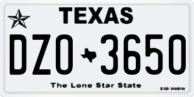 TX license plate DZO3650