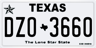 TX license plate DZO3660