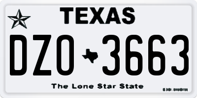 TX license plate DZO3663