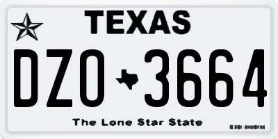 TX license plate DZO3664