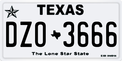 TX license plate DZO3666