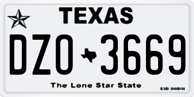 TX license plate DZO3669