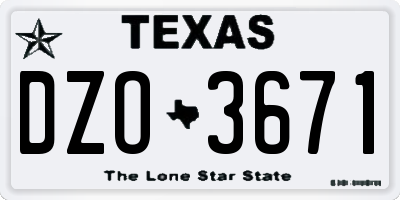 TX license plate DZO3671