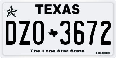 TX license plate DZO3672