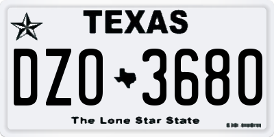 TX license plate DZO3680