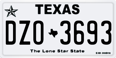 TX license plate DZO3693