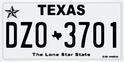 TX license plate DZO3701