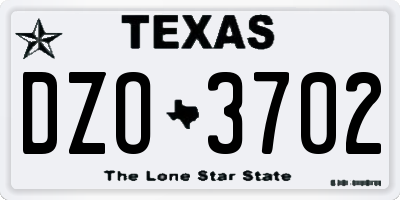 TX license plate DZO3702