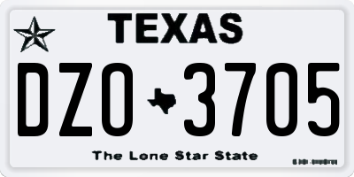 TX license plate DZO3705