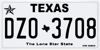 TX license plate DZO3708